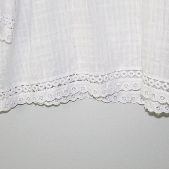 Chico's Lace Crochet Eyelet Trim Blouse White Peasant Top Size 3 16/18 H13471 - Picture 9 of 12